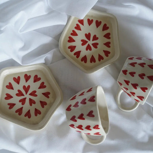 Red Heart Stoneware Cup The confetti Tree