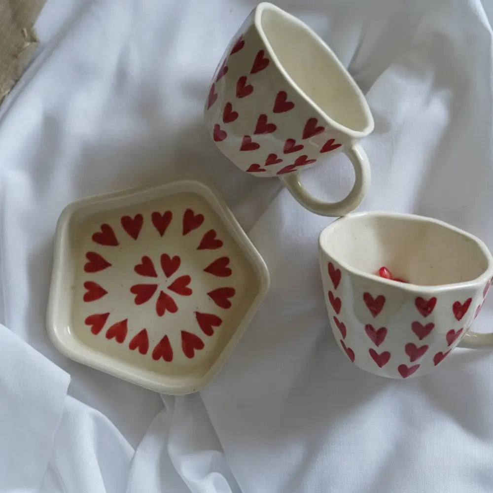 Red Heart Stoneware Cup The confetti Tree