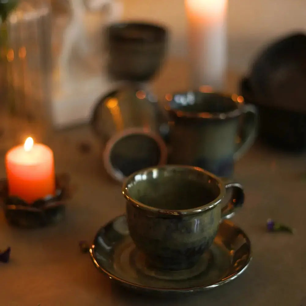 Sage Green Cup & Saucer The confetti Tree