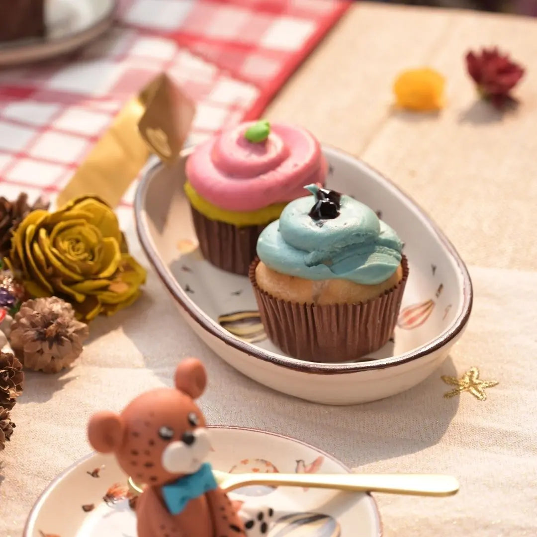Stoneware Oval Tray with Hot Air Balloon Print & Brass Tong – Whimsical Serveware Set for Snacks, Cookies & Festive Gifting The confetti tree