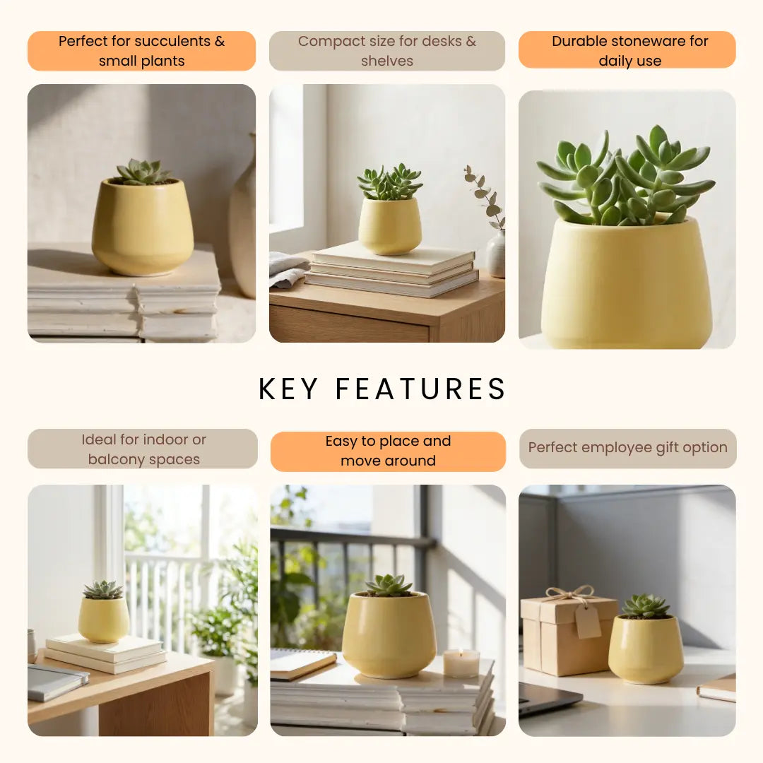 Stoneware Yellow Planter | Small The confetti Tree