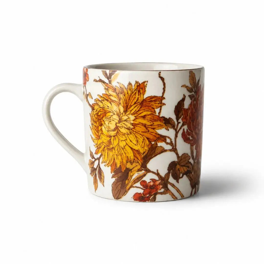 Summer Orchard Floral Ceramic Coffee Mug | Handcrafted Flower Print Tea & Coffee Cup | Vintage Floral Mug for Home & Gifting The confetti tree