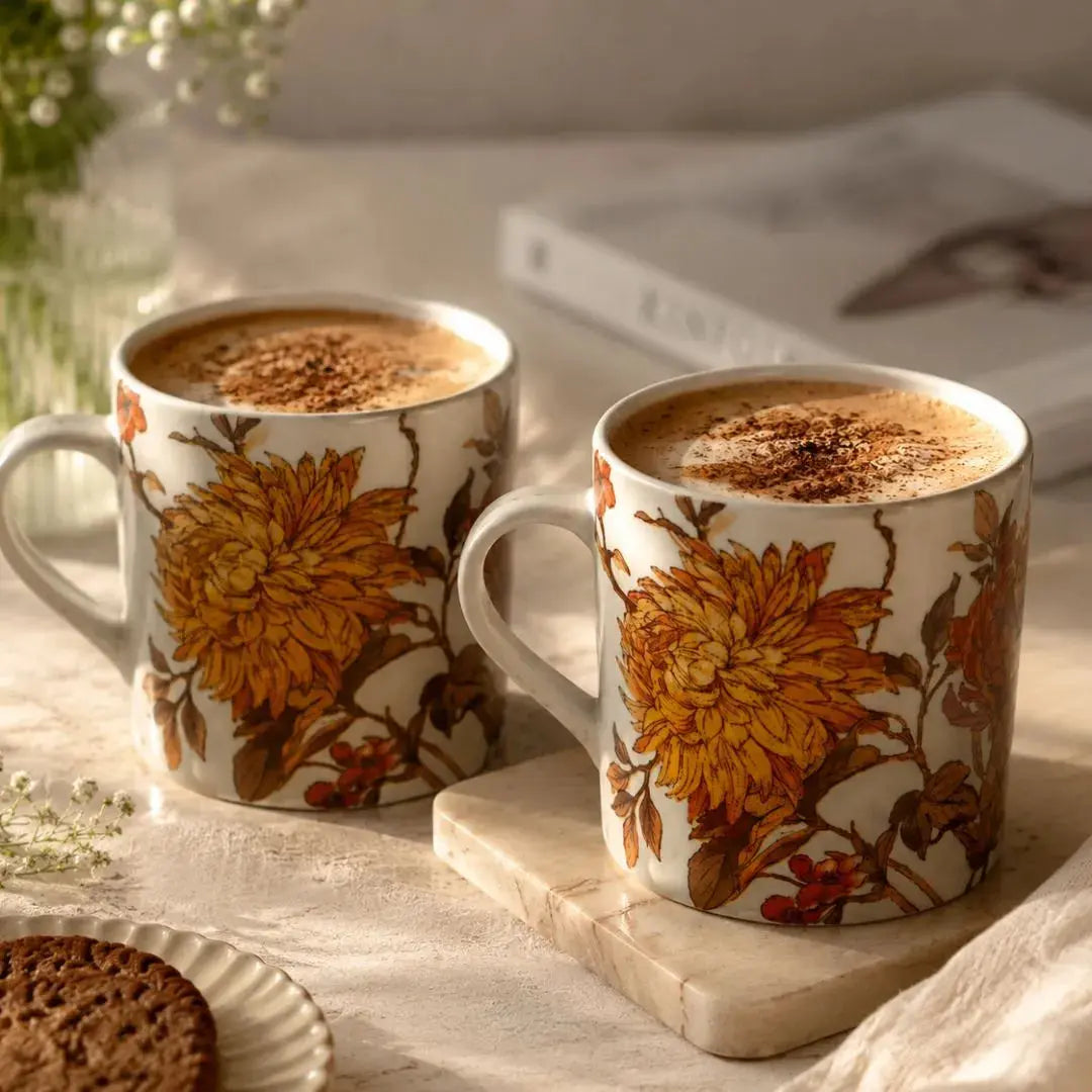 Summer Orchard Floral Ceramic Coffee Mug | Handcrafted Flower Print Tea & Coffee Cup | Vintage Floral Mug for Home & Gifting The confetti tree