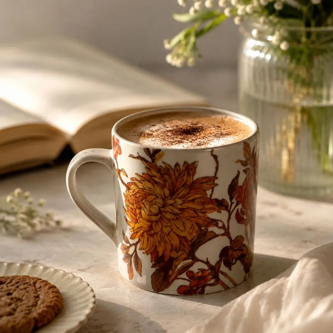 Summer Orchard Stoneware Mug Set of 2 | Floral Ceramic Coffee Mugs with Glossy Finish | Handcrafted Tea & Coffee Cups The confetti tree