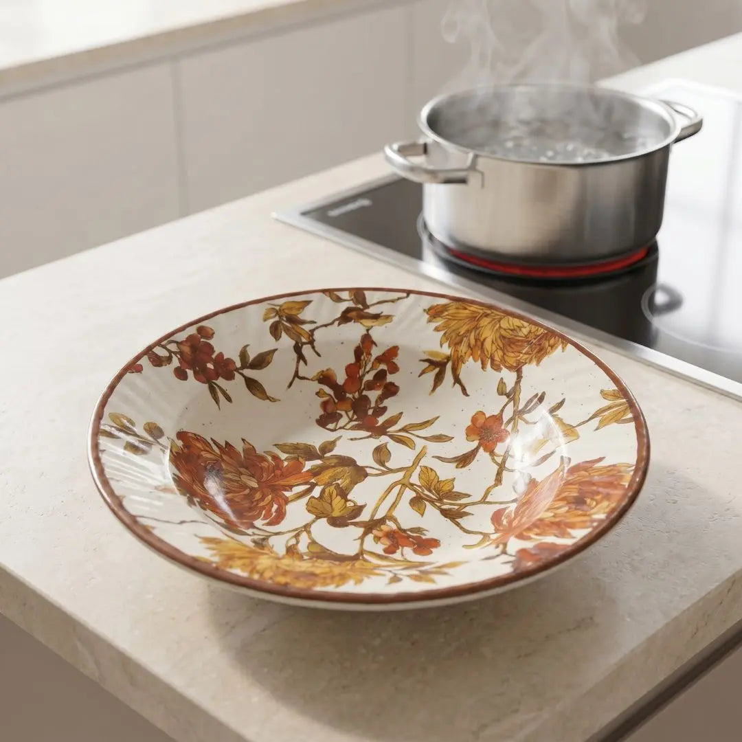 Summer Orchard Stoneware Pasta Plate | Floral Ceramic Pasta Bowl Plate | Handcrafted Dinnerware for Pasta, Salads & Main Courses The confetti tree