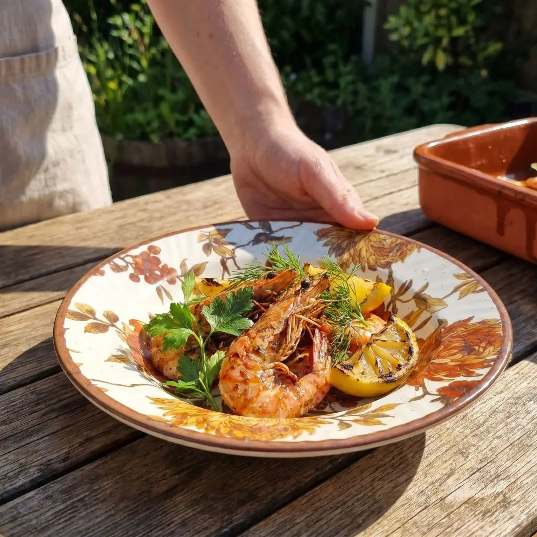 Summer Orchard Stoneware Pasta Plate | Floral Ceramic Pasta Bowl Plate | Handcrafted Dinnerware for Pasta, Salads & Main Courses The confetti tree