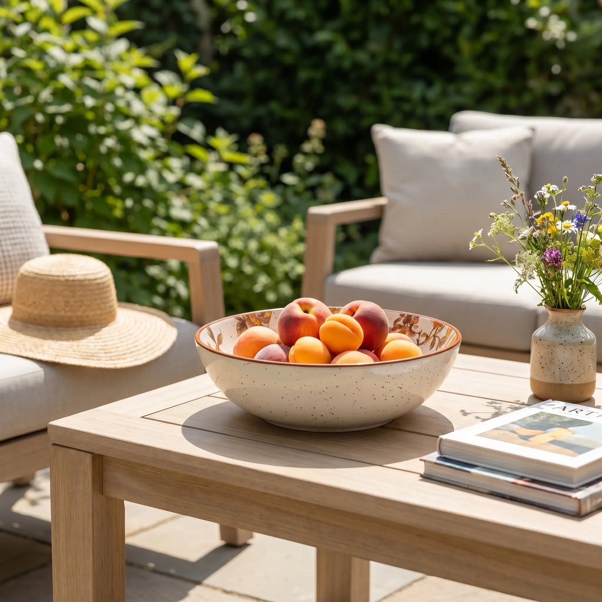 Summer Orchard Stoneware Serving Bowl | Floral Ceramic Pasta & Salad Bowl | Handcrafted Tableware The confetti tree