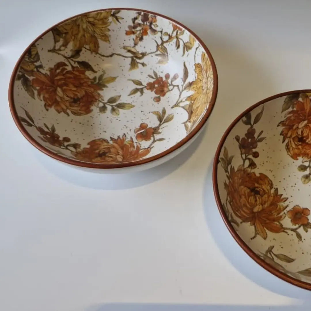 Summer Orchard Stoneware Serving Bowl | Floral Ceramic Pasta & Salad Bowl | Handcrafted Tableware The confetti tree