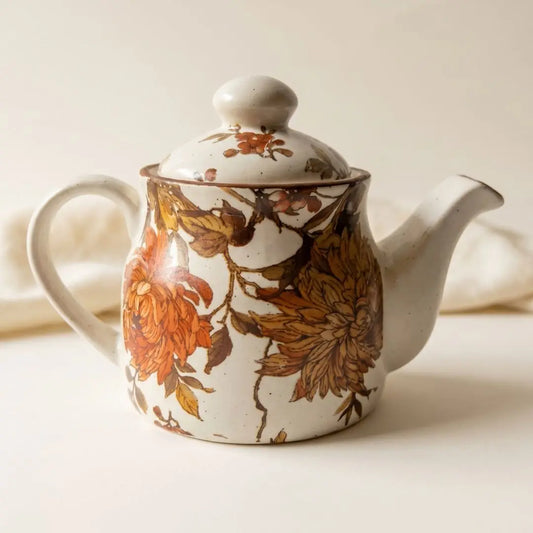 Summer Orchard Stoneware Tea Kettle | Floral Ceramic Teapot with Lid | Handcrafted Tea Server for Elegant Tea Time The confetti tree