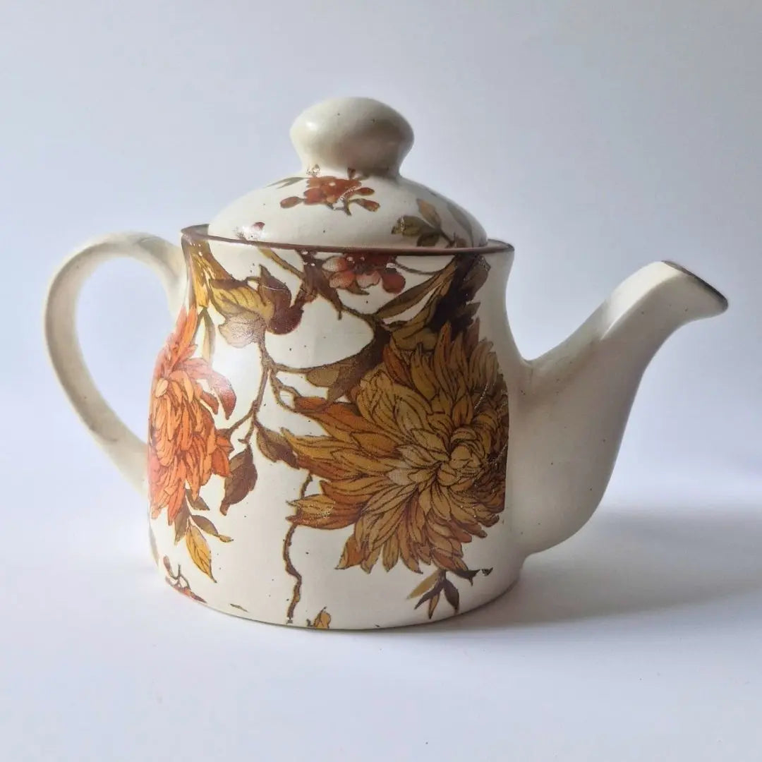 Summer Orchard Stoneware Tea Kettle | Floral Ceramic Teapot with Lid | Handcrafted Tea Server for Elegant Tea Time The confetti tree