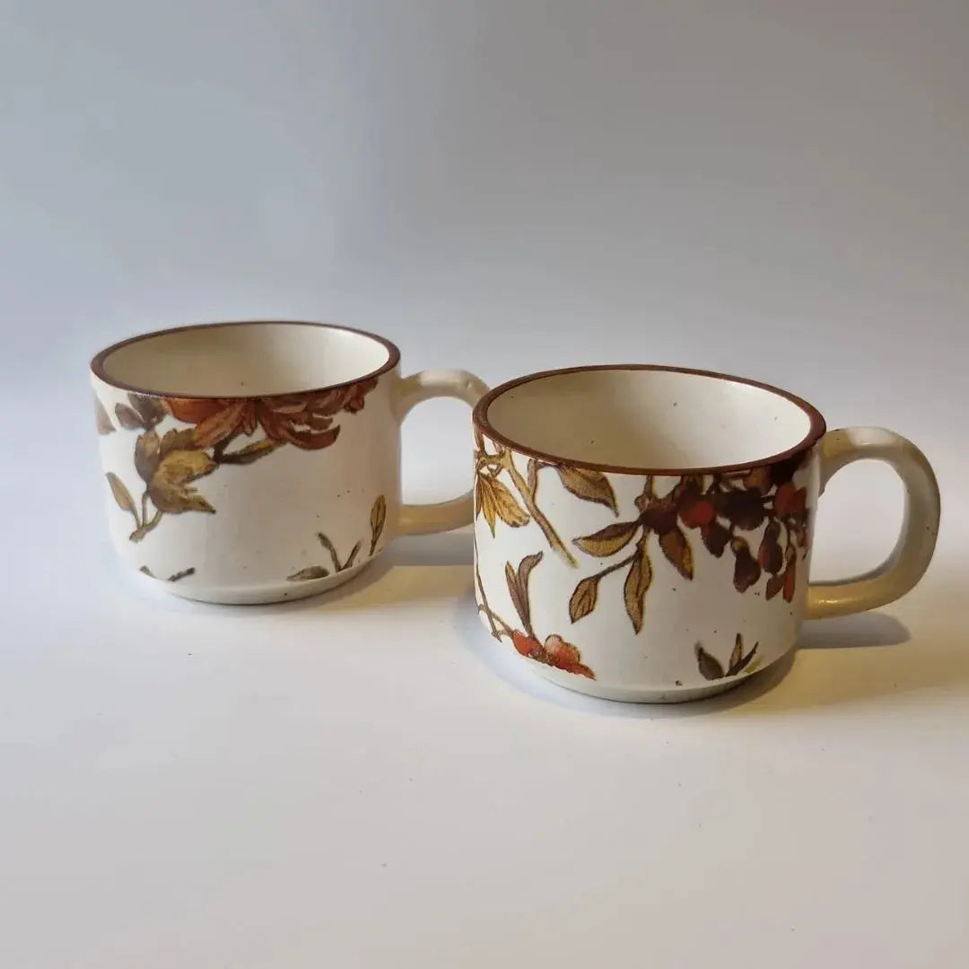 Summer Orchard Stoneware Tea & Coffee Cups Set of 2 | Floral Ceramic Mugs | Handcrafted Stoneware Drinkware The confetti tree