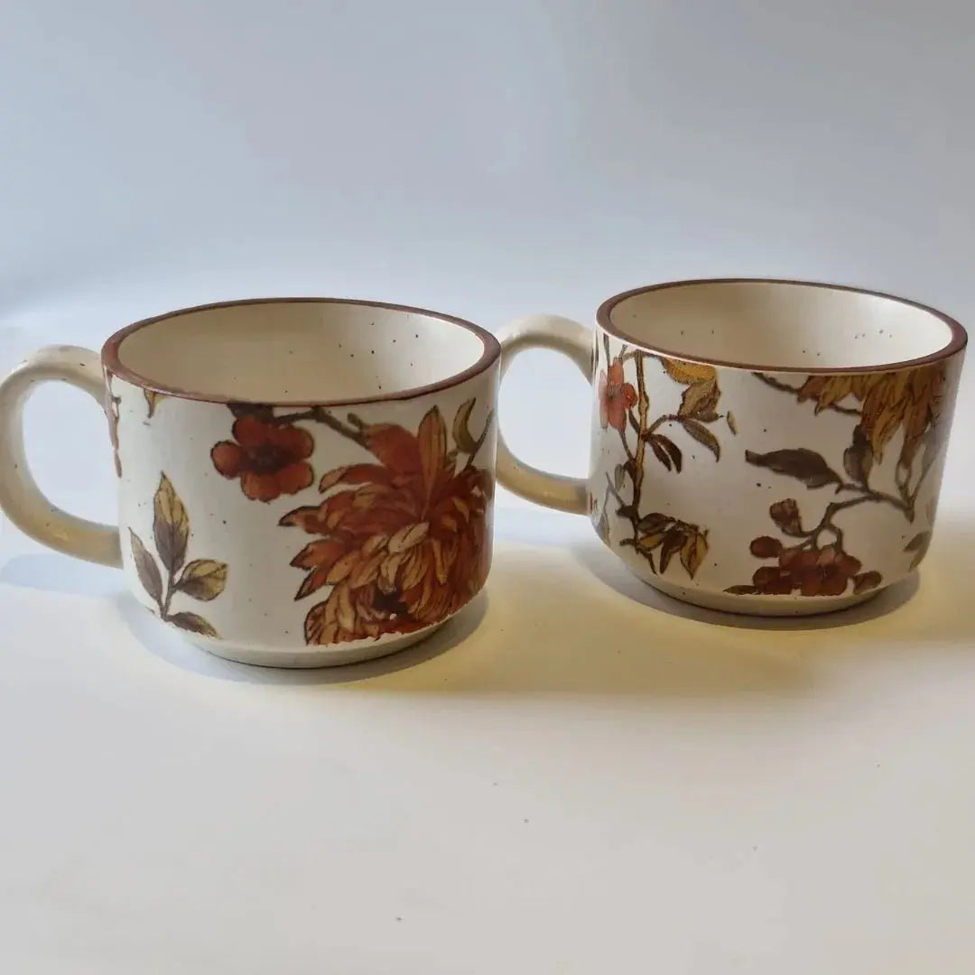 Summer Orchard Stoneware Tea & Coffee Cups Set of 2 | Floral Ceramic Mugs | Handcrafted Stoneware Drinkware The confetti tree