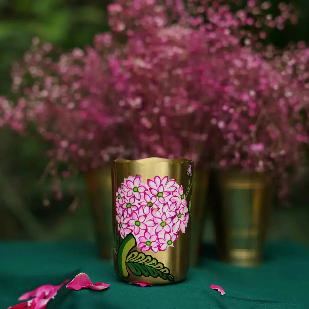 Gulabi Bloom Brass Tumbler The confetti tree