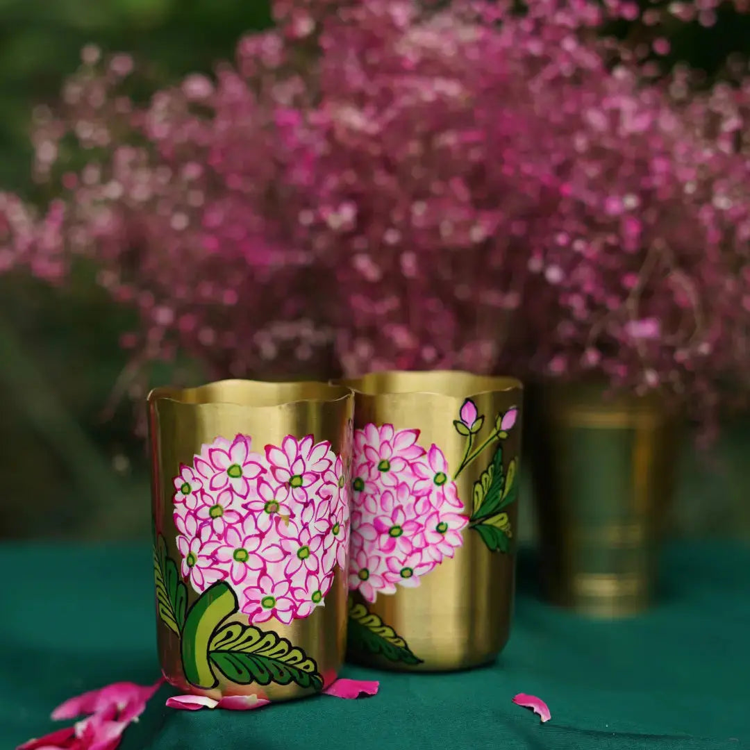 Gulabi Bloom Brass Tumbler The confetti tree